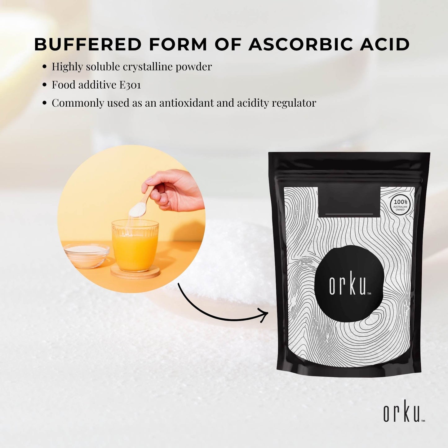 Orku Sodium Ascorbate - High Purity Soluble Crystalline Powder Bulk Bag