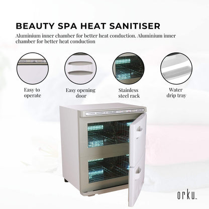 Orku 36L White UV Electric Towel Warmer Steriliser Cabinet Salon Heat Sanitiser