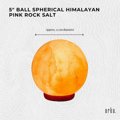 Orku 12cm Ball Himalayan Pink Salt Lamp - Carved Sphere Night Light
