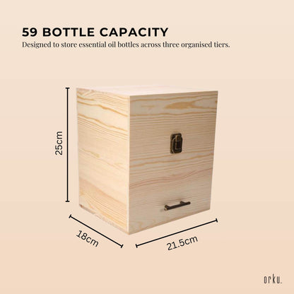 Orku 59 Essential Oil Bottle Storage Box - Wooden 3 Tier Aromatherapy Organiser