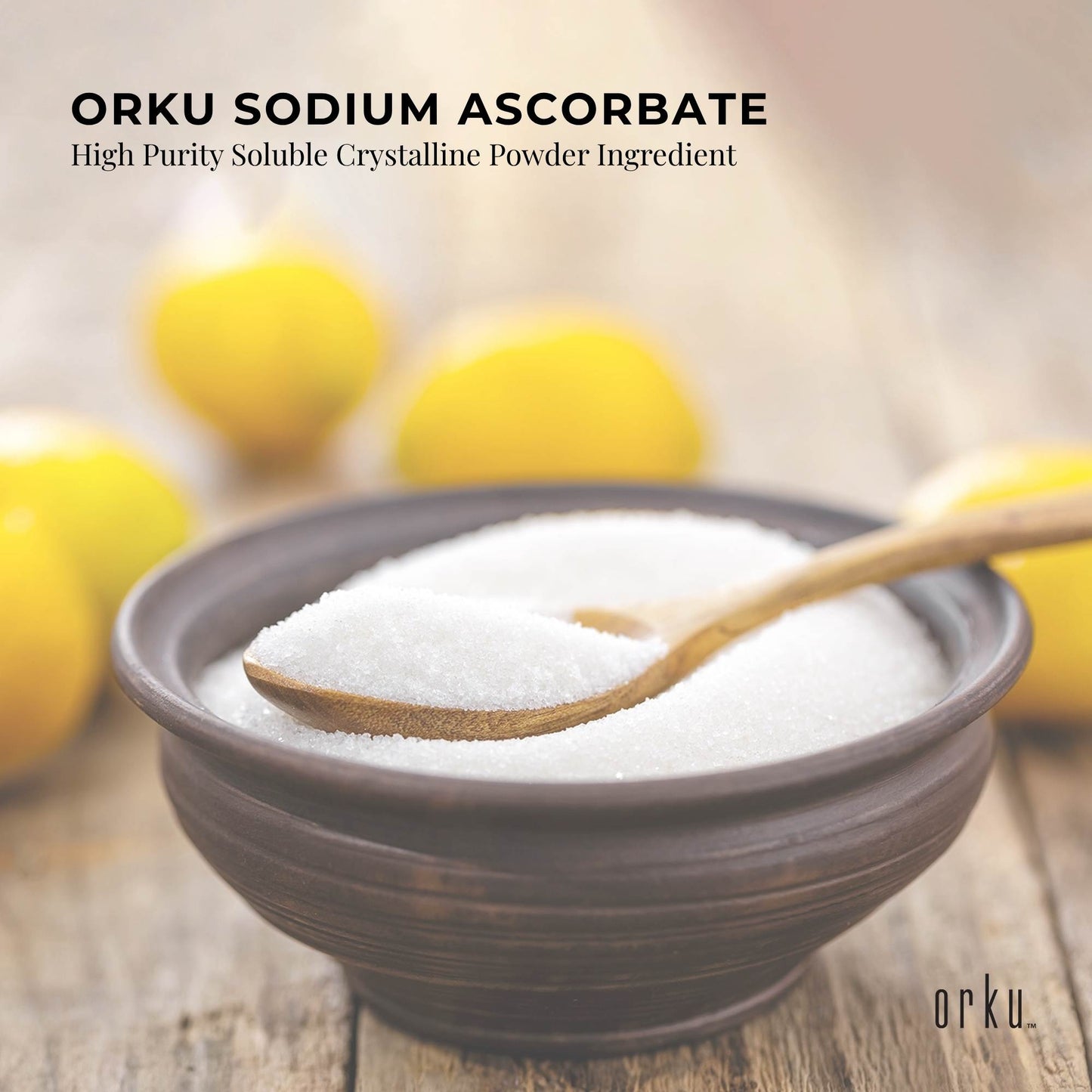 Orku 5Kg Sodium Ascorbate Tub - High Purity Soluble Crystalline Powder