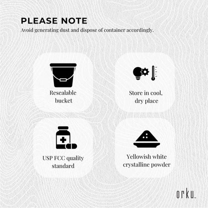 Orku 5Kg Sodium Ascorbate Tub - High Purity Soluble Crystalline Powder