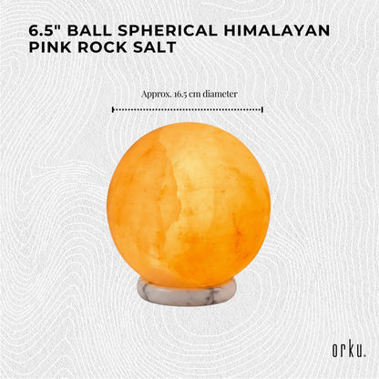 Orku 16 cm Ball Shape Himalayan Pink Salt Lamp - Carved Sphere Night Light