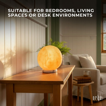 Orku 16 cm Ball Shape Himalayan Pink Salt Lamp - Carved Sphere Night Light