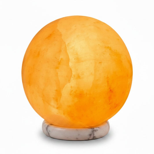 Orku 16 cm Ball Shape Himalayan Pink Salt Lamp - Carved Sphere Night Light