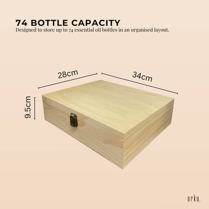 Orku 74 Essential Oil Bottle Storage Box Wooden Organiser Aromatherapy Case