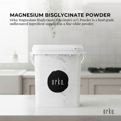 Orku 800g Magnesium Bisglycinate Powder Unflavoured Chelated Biglycinate - Tub