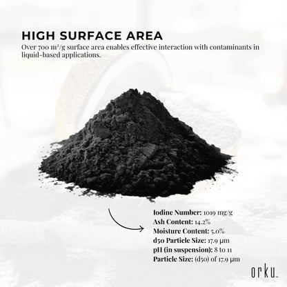 Orku Activated Carbon Powder Coconut Charcoal Bucket - Water Filtration