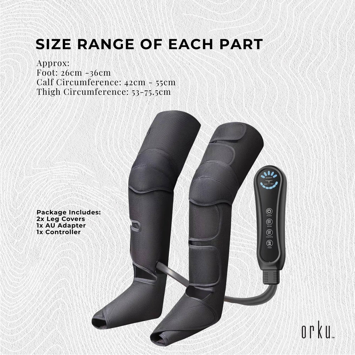 Orku Air Compression Leg Knee Foot Massager with Heat - Relaxation Recovery