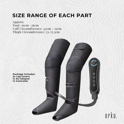 Orku Air Compression Leg Knee Foot Massager with Heat - Relaxation Recovery