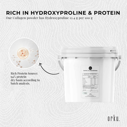 Orku Bovine Collagen Peptides Powder Tub - Hydrolysed Protein Unflavoured