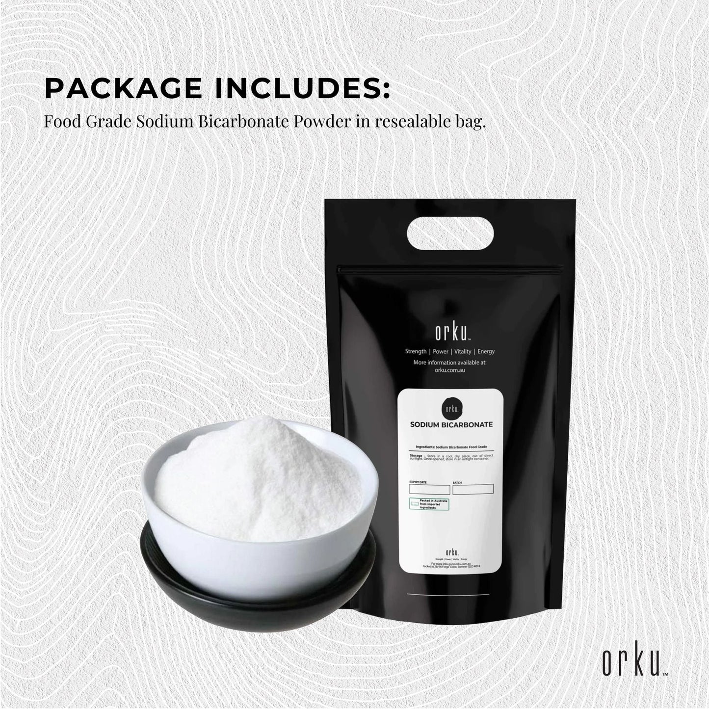 Orku Sodium Bicarbonate Food Grade - Baking Soda Aluminium Free Powder Bulk
