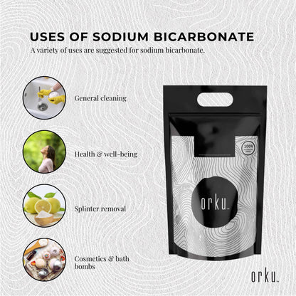 Orku Sodium Bicarbonate Food Grade - Baking Soda Aluminium Free Powder Bulk