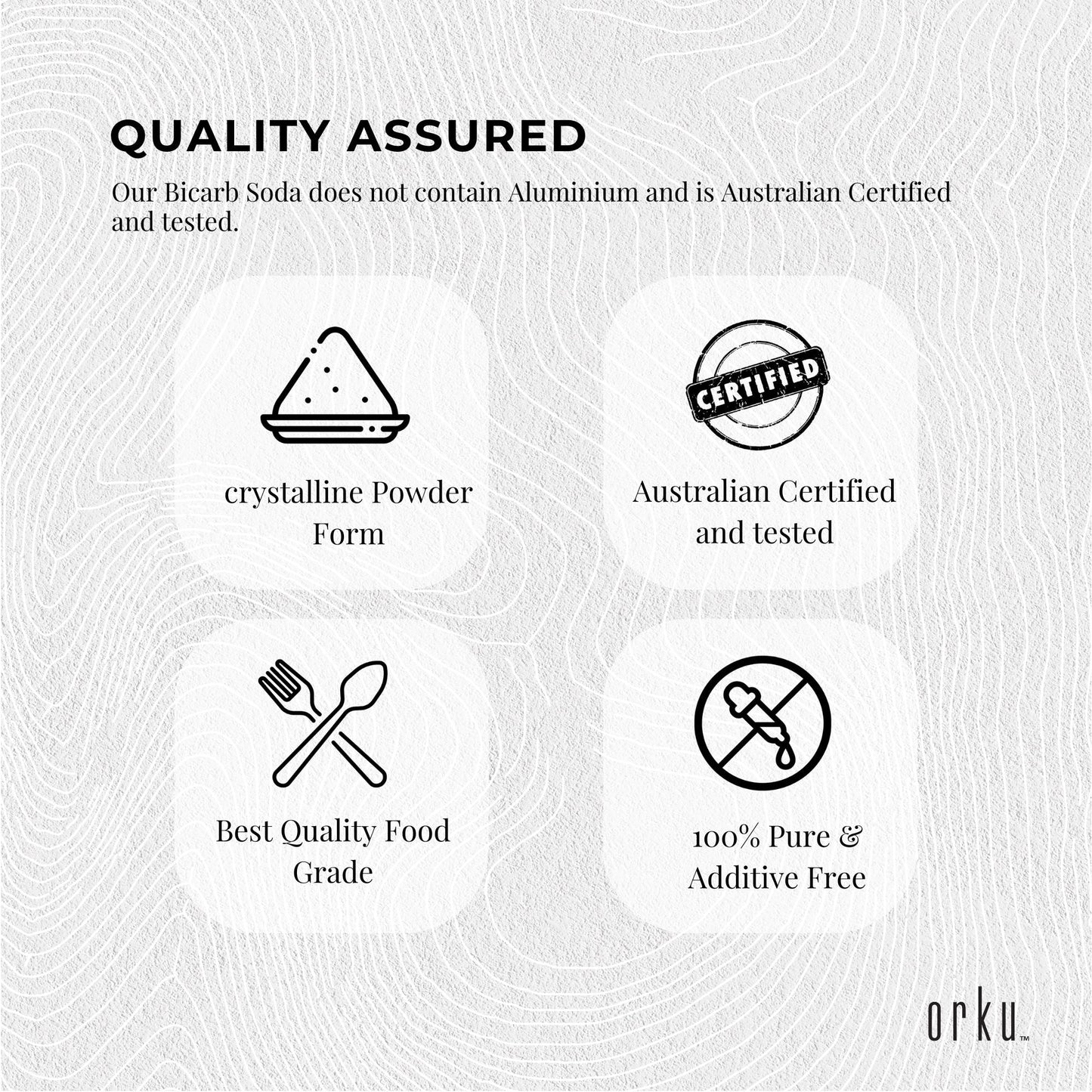 Orku Sodium Bicarbonate Food Grade - Baking Soda Aluminium Free Powder Bulk
