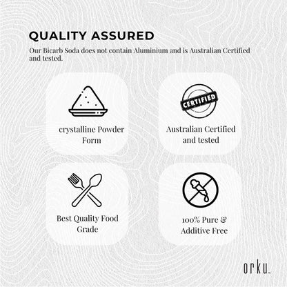 Orku Sodium Bicarbonate Food Grade - Baking Soda Aluminium Free Powder Bulk
