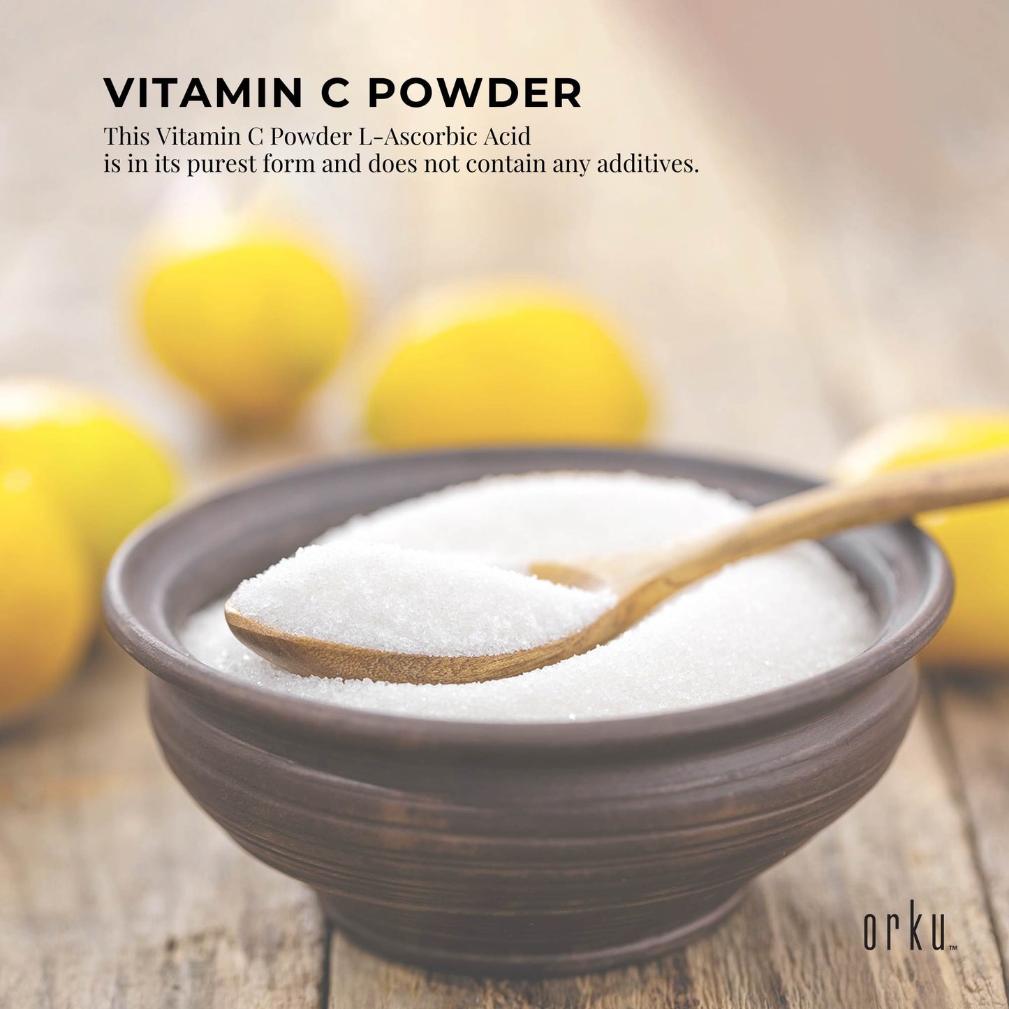 Orku Vitamin C Powder Pure L-Ascorbic Acid  USP Grade Bulk Sizes