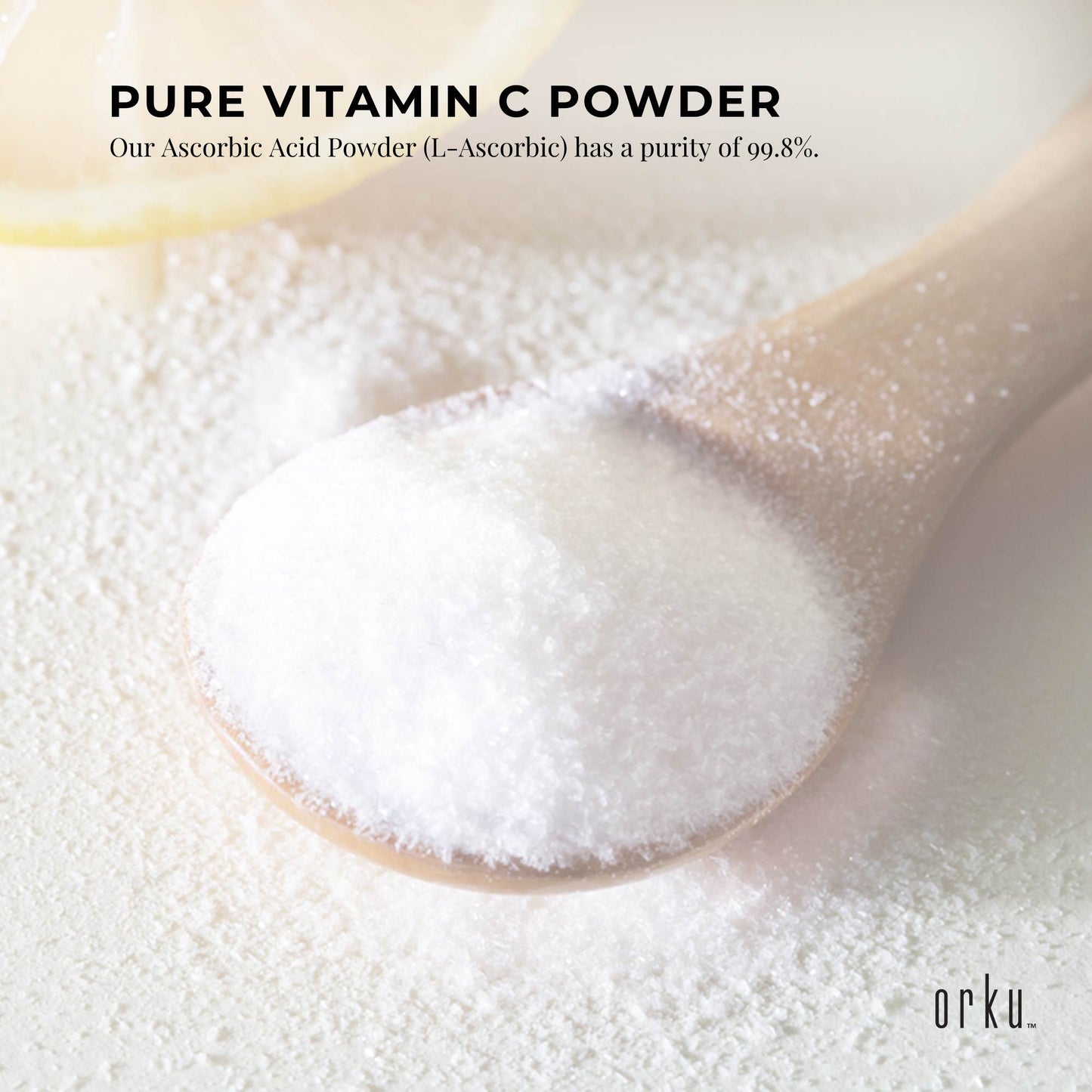 Orku Vitamin C Powder Pure L-Ascorbic Acid  USP Grade Bulk Sizes