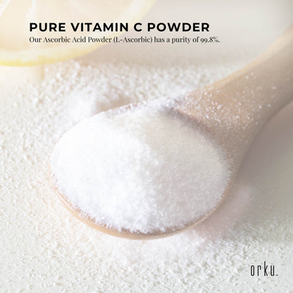 Orku Vitamin C Powder Pure L-Ascorbic Acid  USP Grade Bulk Sizes