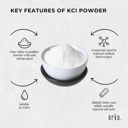 Orku Bulk Potassium Chloride Powder Tub - Food Grade E508 Salt Substitute