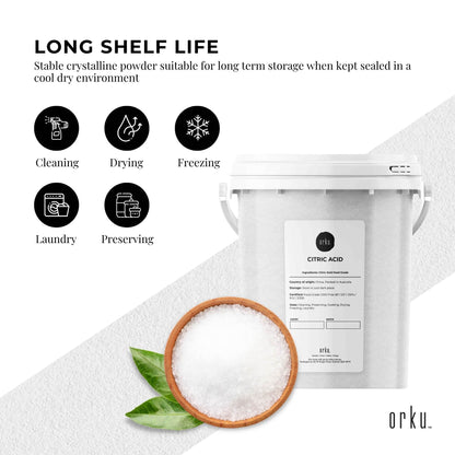 Orku Citric Acid Powder Tubs - Food Grade Non GMO Anhydrous Preservative E330