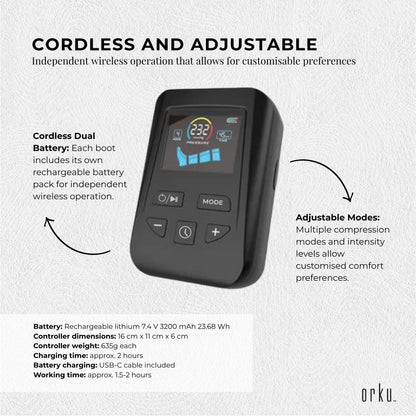 Orku Cordless Full Leg Air Compression Massager Boots Rechargeable - Set of 2