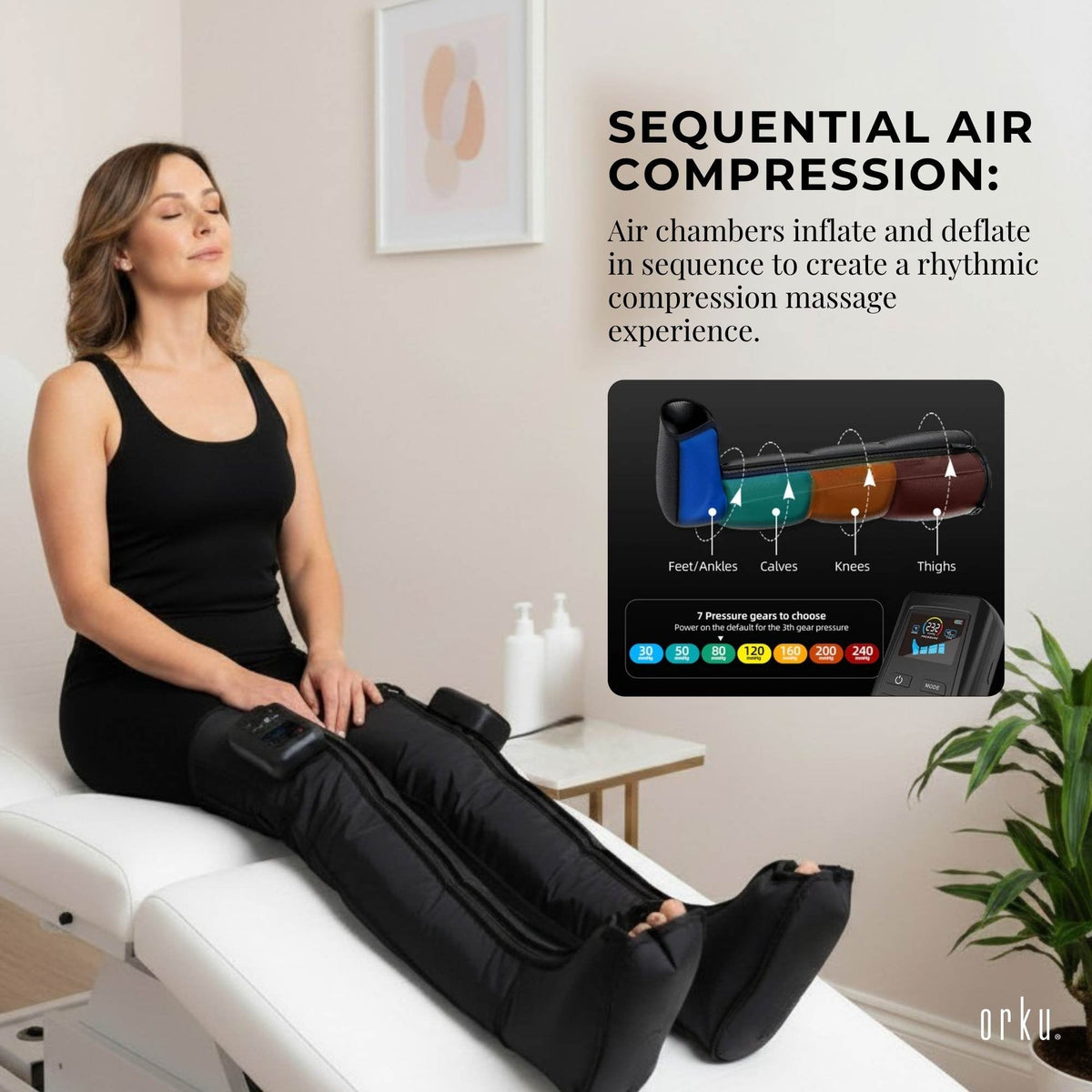 Orku Cordless Full Leg Air Compression Massager Boots Rechargeable - Set of 2