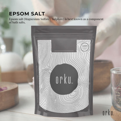 Orku Epsom Salt Magnesium Sulphate - Natural Bath Salts Skin Foot Body Care