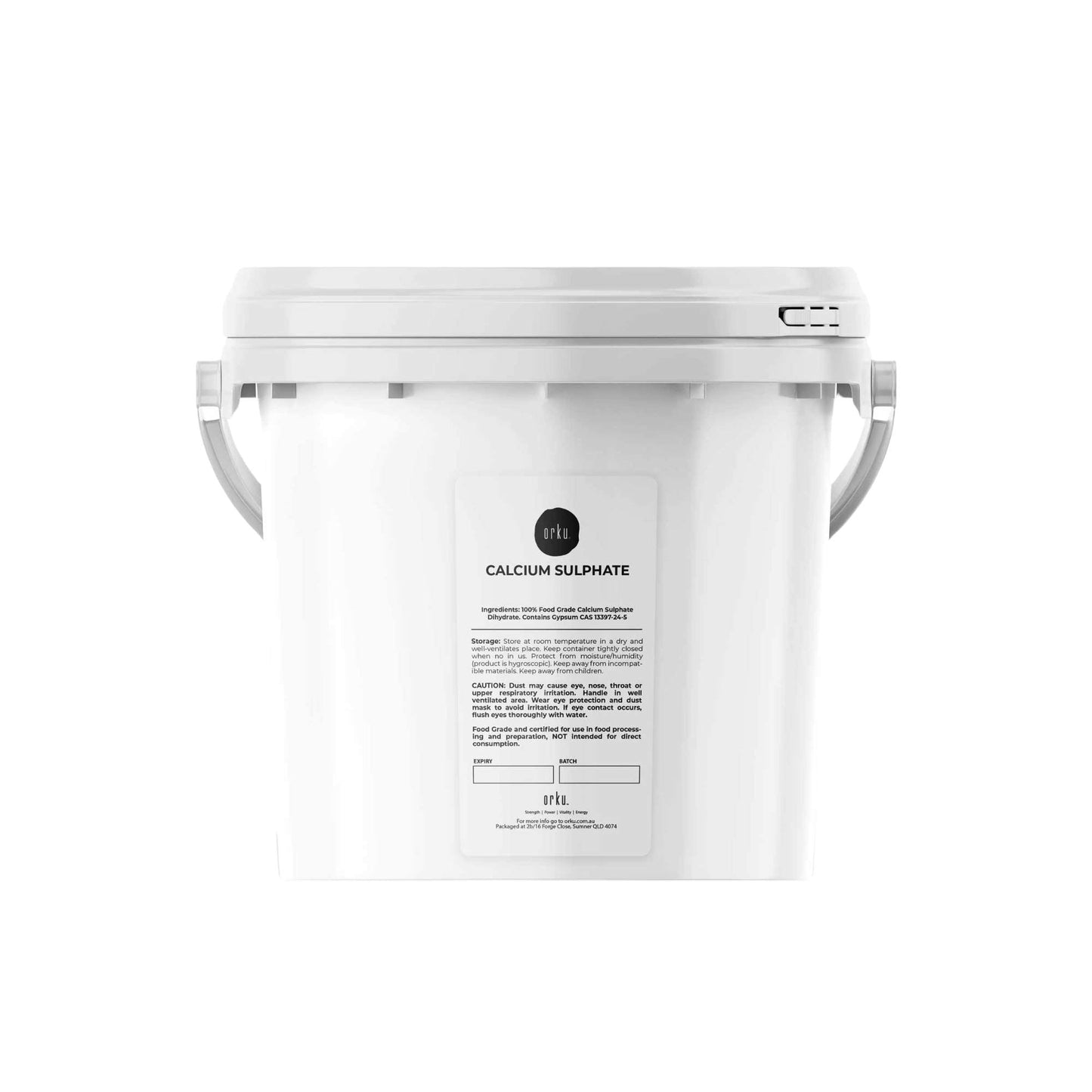 Orku Fine Calcium Sulphate Gypsum Powder Bucket - Dihydrate Food Grade FCC E516