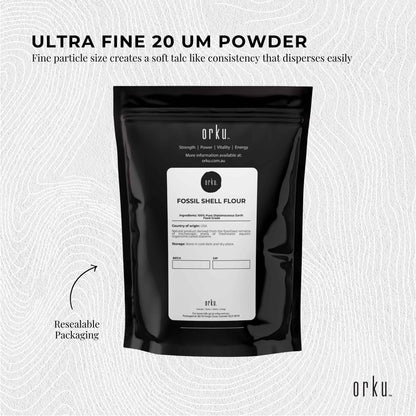 Orku Fine Diatomaceous Earth - Food Grade FCC Fossil Shell Flour Powder