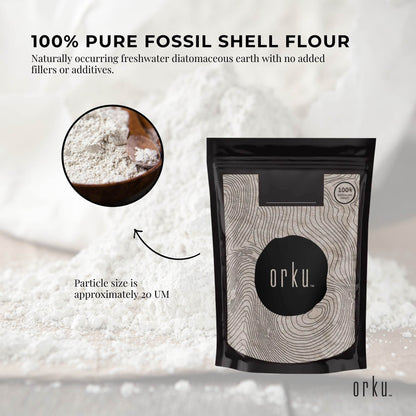 Orku Fine Diatomaceous Earth - Food Grade FCC Fossil Shell Flour Powder