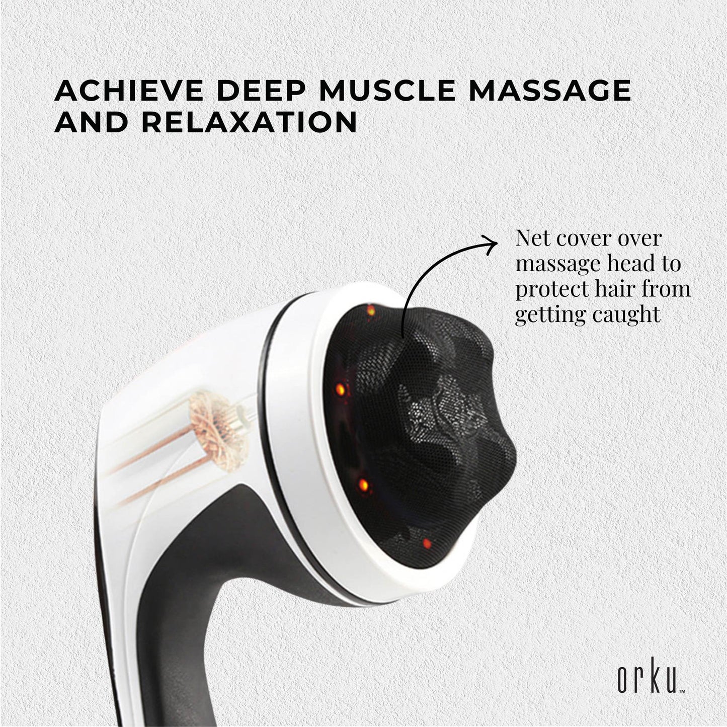 Orku Handheld Body Massager 4 Heads - Adjustable Speed for Neck Back Legs