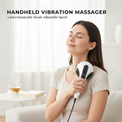 Orku Handheld Body Massager 4 Heads Adjustable Speed 28W Black