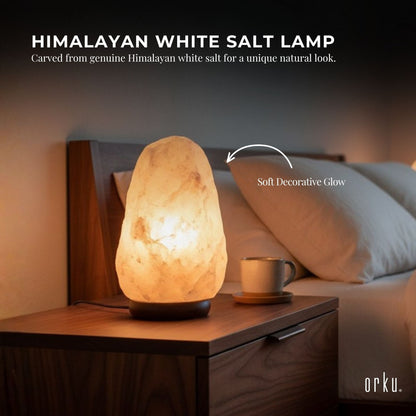 Orku 2-3Kg Himalayan White Salt Lamp - Natural Rock Shape Night Light