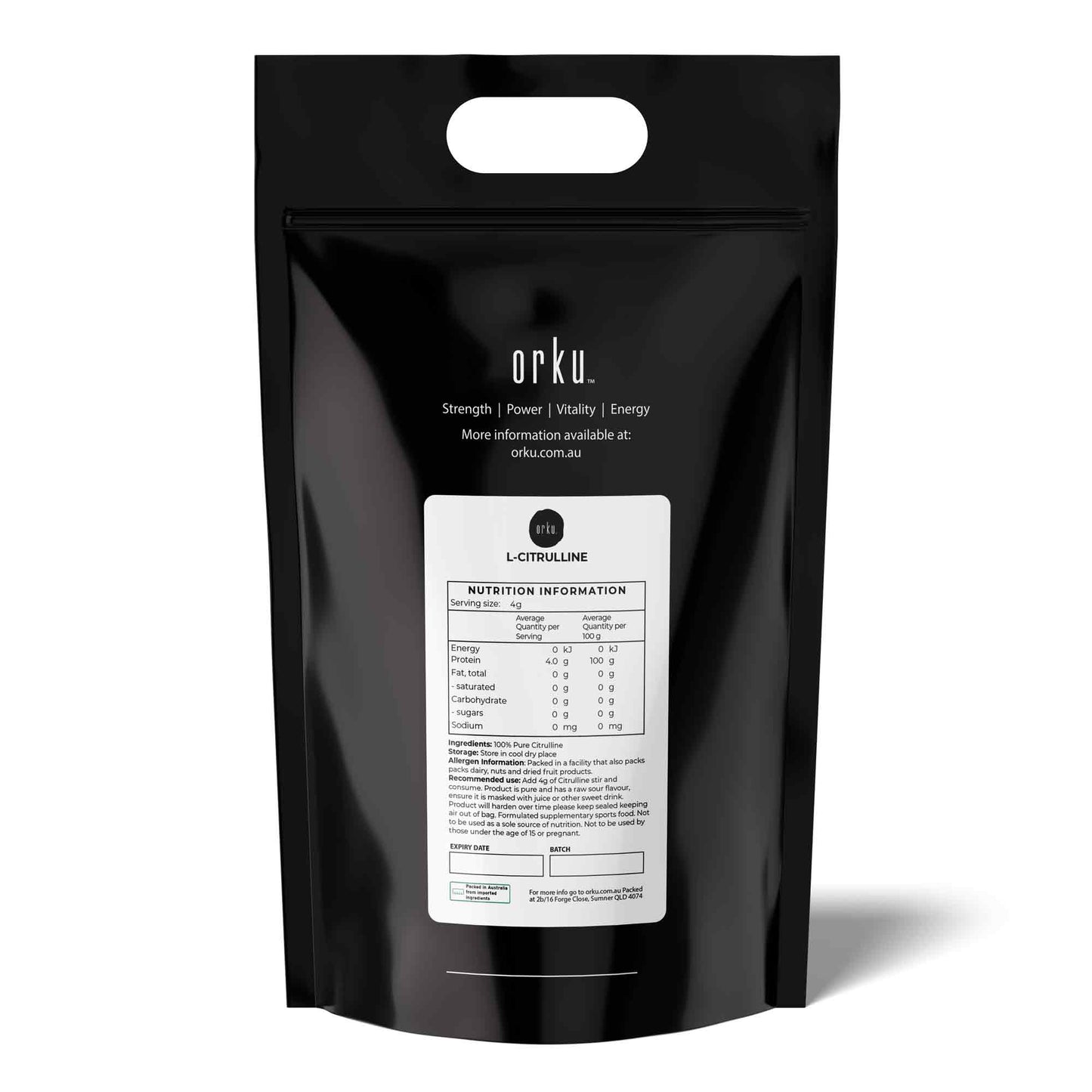 Orku L-Citrulline Powder - 100 % Pure Food Grade Amino Acid