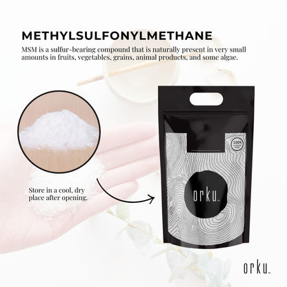 Orku MSM Powder or Crystals - 99.9% Pure USP Grade Methylsulfonylmethane Bulk