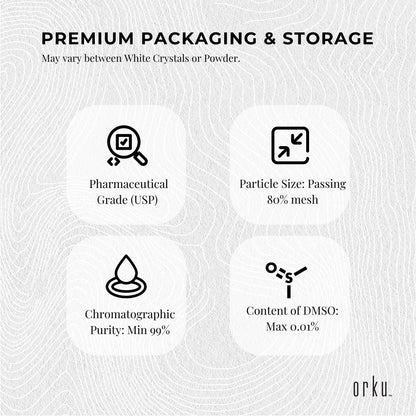 Orku MSM Powder or Crystals - 99.9% Pure USP Grade Methylsulfonylmethane Bulk
