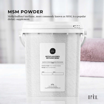 Orku MSM Powder or Crystals Bucket - 99.9% Pure USP Grade Methylsulfonylmethane