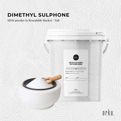 Orku MSM Powder or Crystals Bucket - 99.9% Pure USP Grade Methylsulfonylmethane