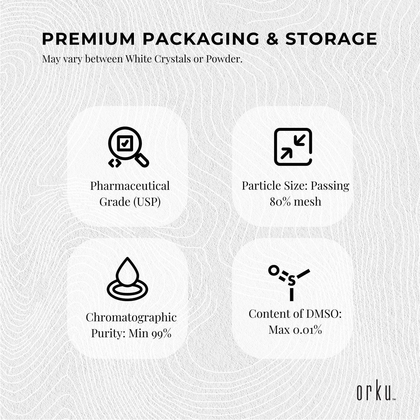 Orku MSM Powder or Crystals Bucket - 99.9% Pure USP Grade Methylsulfonylmethane