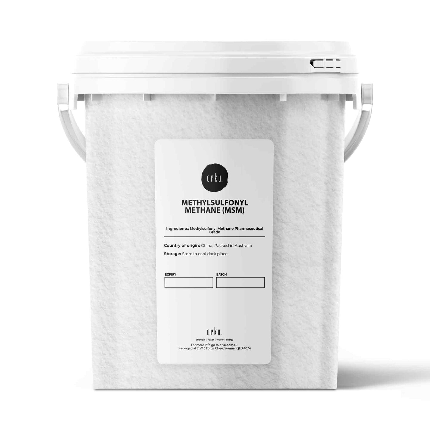 Orku MSM Powder or Crystals Bucket - 99.9% Pure USP Grade Methylsulfonylmethane