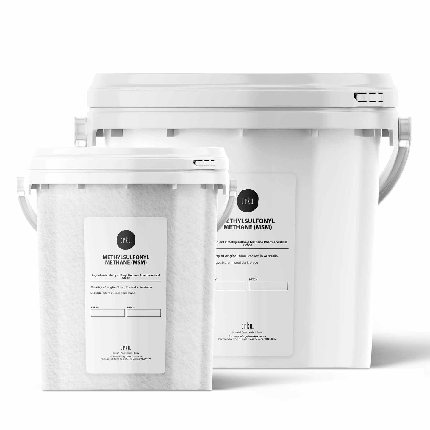 Orku MSM Powder or Crystals Bucket - 99.9% Pure USP Grade Methylsulfonylmethane