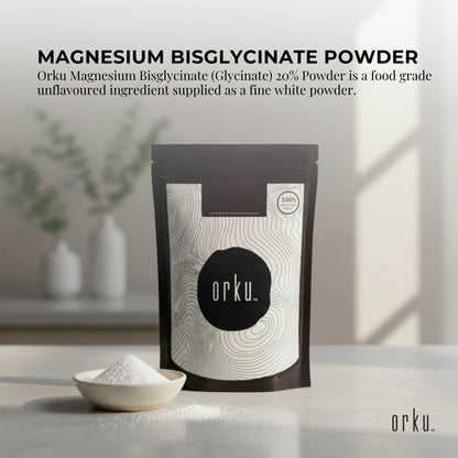 Orku Magnesium Bisglycinate Powder Unflavoured Chelated Biglycinate