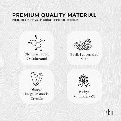 Orku Menthol Crystals - USP Grade L-Menthol Mint Flakes C10H200