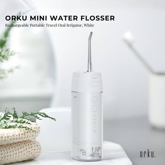 Orku Mini Water Flosser Rechargeable Portable Travel Oral Irrigator White
