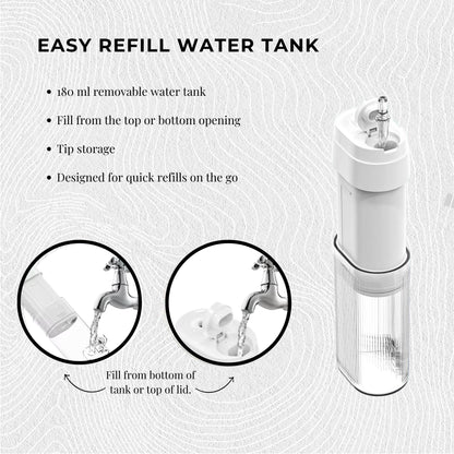 Orku Mini Water Flosser Rechargeable Portable Travel Oral Irrigator White