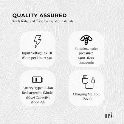 Orku Mini Water Flosser Rechargeable Portable Travel Oral Irrigator White