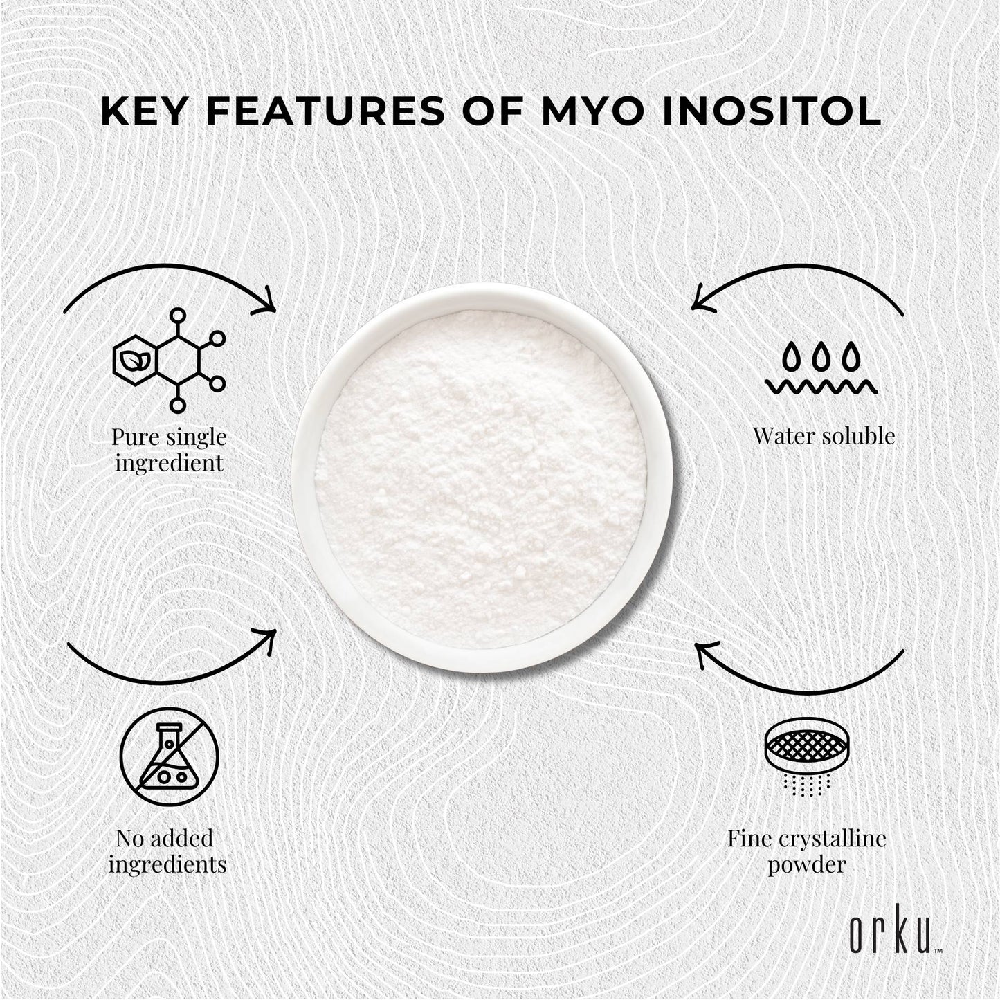 Orku Myo Inositol Powder Bulk Bags - USP Grade High Purity Unflavoured