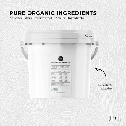 Orku Organic Amla Powder - Indian Gooseberry Amalaki Fruit Powder Tubs