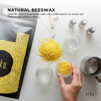 Orku Organic Beeswax Pellets Yellow - Cosmetic Grade Pure Bees Wax Pastilles