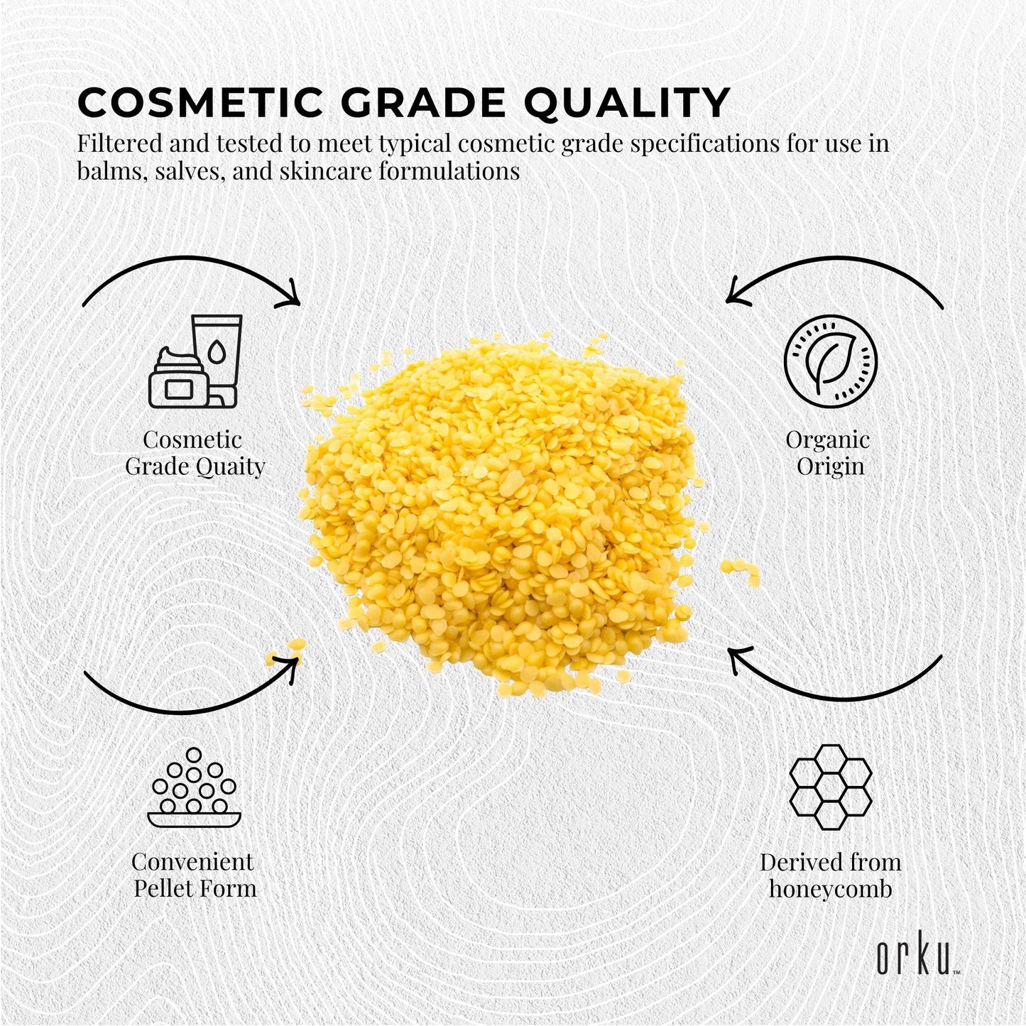 Orku Organic Beeswax Pellets Yellow - Cosmetic Grade Pure Bees Wax Pastilles